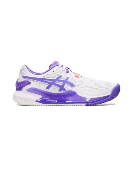 Asics Gel Resolution 9 Clay Blanco Morado Mujer 1042a224-101 | Ofertas de pádel
